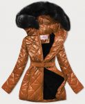 Lesklá dámská zimní bunda MODA756 karamelová XL