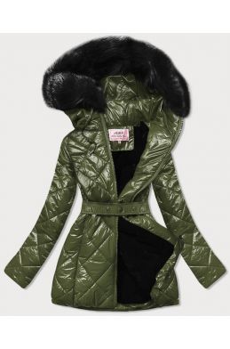 Lesklá dámská zimní bunda MODA756 zelená