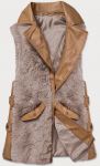 Dámská elegantní vesta z eko-kůže MODA592 karamelově-béžová S