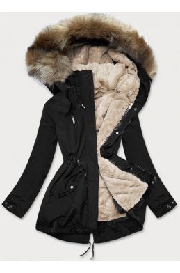 Dámská zimní bunda MODA553 černo-béžová