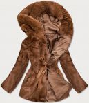 Dámská podzimní kožešinová bunda MODA743 hnědá XL