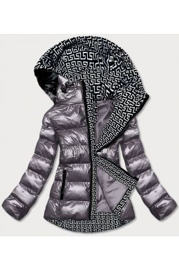 Dámská metalická zimní bunda s kapucí MODA808X šedá