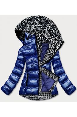 Dámská metalická zimní bunda s kapucí MODA808X modrá