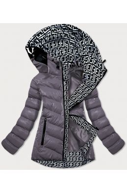 Dámská zimní lesklá bunda s ozdobnou podšívkou MODA810 šedá