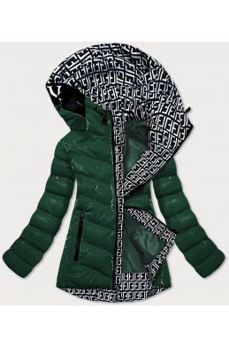 Dámská zimní lesklá bunda s ozdobnou podšívkou MODA810 zelená