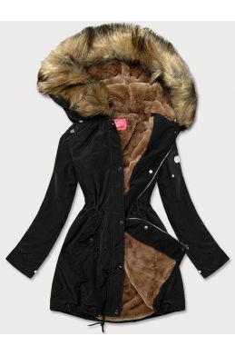 Dámská zimní bunda parka s kožešinou MODA1506 černá