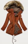 Dámská zimní bunda parka s kožešinou MODA1207 karamelová L