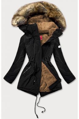 Dámská zimní bunda parka s kožešinou MODA1207 černá