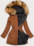 Dámská oboustranná zimní bunda MODA210A5 karamel-černá M