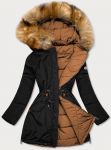Dámská oboustranná zimní bunda MODA210A5 černá-karamel S