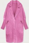 Dlouhý dámský vlněný kabát alpaka MODA102 růžový UNI