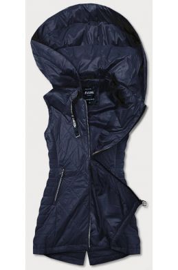 Lehká dámská vesta s kapucí MODA7006 tmavěmodrá