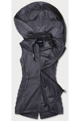 Lehká dámská vesta s kapucí MODA7006 tmavěšedá