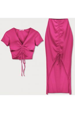 Dámský komplet sukně a top MODA5892 růžový