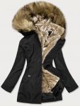 Dámská zimní bunda s kožešinou MODA1005 černá S