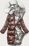 Oboustranná metalická zimní bunda MODA7901 hnědo-béžová S