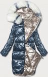 Oboustranná metalická zimní bunda MODA7901 tmavěmodro-béžová S