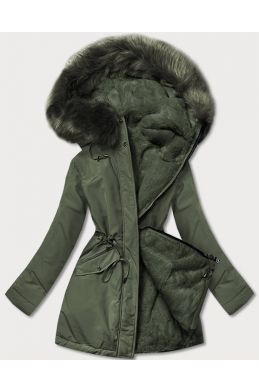 Teplá dámská zimní bunda MODA610 khaki