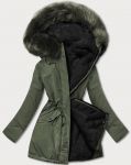 Teplá dámská zimní bunda MODA610 khaki-černá M
