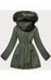 Teplá dámská zimní bunda MODA610 khaki-černá