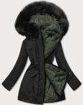 Teplá dámská zimní bunda MODA610 černa-khaki S