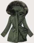 Teplá dámská zimní bunda MODA610BIG khaki 3XL