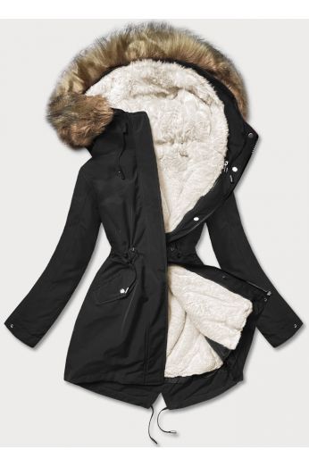 Dámská zimní bunda MODA629 černá-ecru