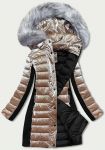 Dámská zimní bunda z kombinovaných materiálů MODA067 béžová S