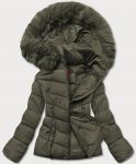 Krátká dámská zimní bunda MODAY043 khaki S