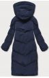 Dlouhá dámská zimní bunda s kožíškem MODA011 tmavěmodrá