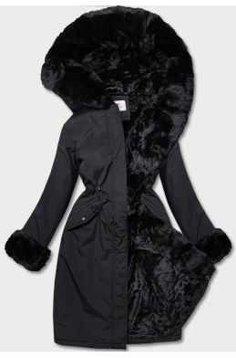 Dlouhá teplá dámská zimní bunda W635 černá