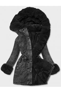Dámská jeansová zimní bunda B8068 černá