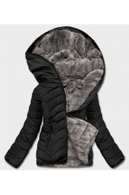 Dámská oboustranná zimní bunda 21507 černe-šedá