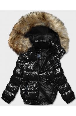 Dámská lakovaná zimní bunda B8039 černá