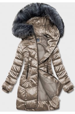 Dámská metalická zimní bunda MODA8072 béžová