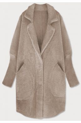 Dlouhý vlněný dámský kabát alpaka 7108 světlebéžový