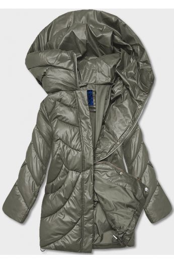 Dámská zimní bunda oversize z eko-kůže MODAAG2-J90 khaki