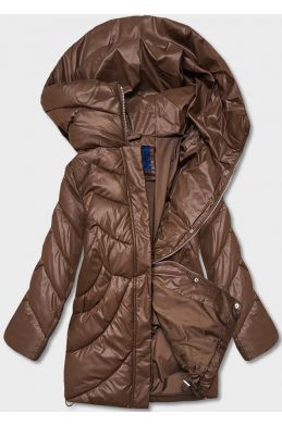 Dámská zimní bunda oversize z eko-kůže MODAAG2-J90 hnědá