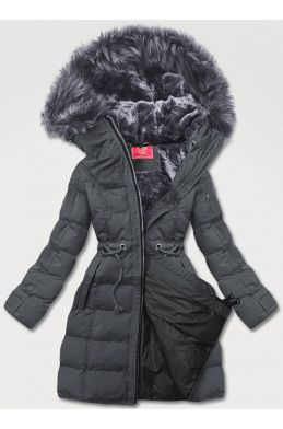 Dámská zimní bunda s kapucí MODA1603 grafitová