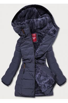 Dámská zimní bunda s kapucí MODA21003 tmavěmodrá