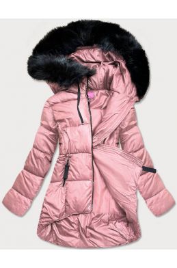 Dámská asymetrická zimní bunda MODA8953 růžová