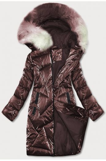 Dámská zimní bunda s kapucí MODA1105 hnědá