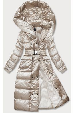 Dlouhá dámská zimní bunda MODA9090 béžová