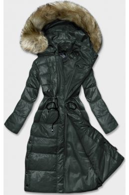 Lehká dámská zimní bunda MODA201 tmavězelená