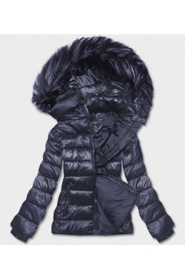 Krátká dámská zimní bunda MODA0129 tmavěmodrá