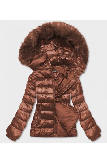 Krátká dámská zimní bunda MODA0129 hnědá