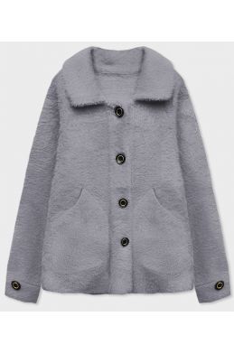 Krátký dámský kabát alpaka MODA537 šedý