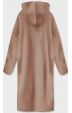 Dlouhý vlněný kabát alpaka s kapucí MODA105 camel