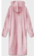 Dlouhý vlněný kabát alpaka s kapucí MODA105 růžový