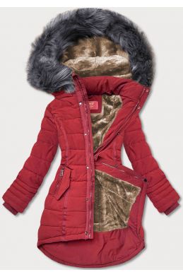 Asymetrická dámská zimní bunda MODA1301 červená